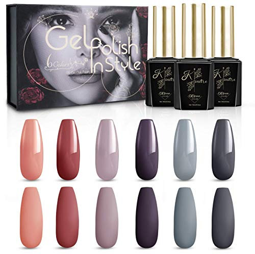 Kiaitre UV Gel Nagellack Set, 6 Farben UV Farbgel Set - Herbst und Winter UV -Farbnagellack mit Geschenkbox für Nageldesign, Weihnachts und Valentinstag