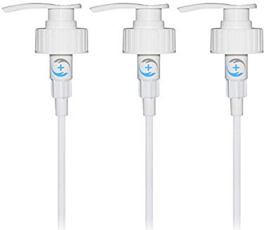 Pompe Distributrice Pour Bidon De 5 Litres (3 pièces) Bouchon à Vis De 38mm. Dose De 4ml Idéal Pour Désinfectant, Savon Liquide, Shampoing, Crème. Tube De 23cm Et Couvercle Ouvert / Fermé