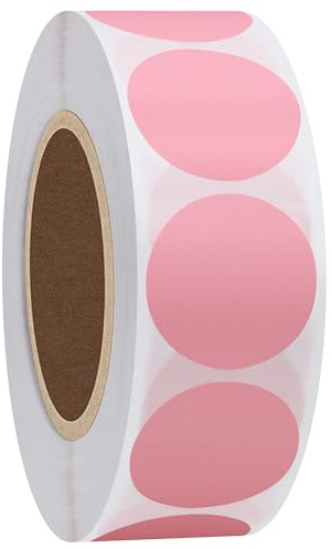 Hylabelest Farbkodierungs-Punktetiketten 25mm rund Naturpapier Rosa Aufkleber Klebeetiketten 1.000 pro Rolle (Rosa)