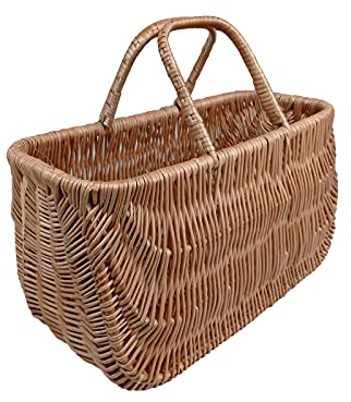 Flätad väska snygg handväska shoppingkorg naturlig korg 41 x 20 H 24/39 cm