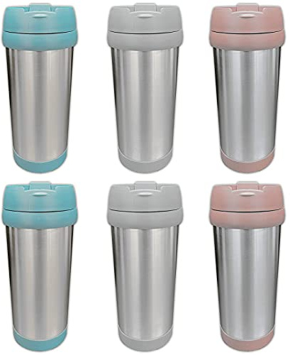 6er Set Thermobecher 450ml Isolierbecher Edelstahl Kaffeebecher Isolierflasche Kühlbecher 0,45l Thermosflasche