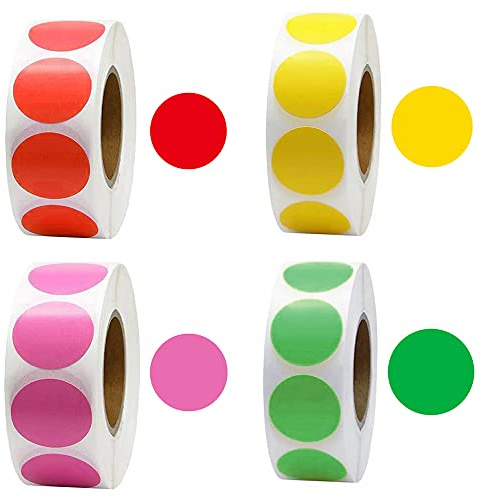 2000 Stücke (4 Rollen) Aufbewahrung Beschriftung, Rund Klebeetiketten, Kleine Runde Dot Aufkleber, Dot Sticker, 4 Farben, für DIY Scrapbook-Kalender, Büro, Lagermarke