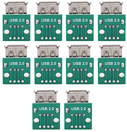 10Pcs USB Type A Female Socket Breakout Board, Audio & Video Connectors & Adapters, 2.54mm Pitch Adapter Connector DIP