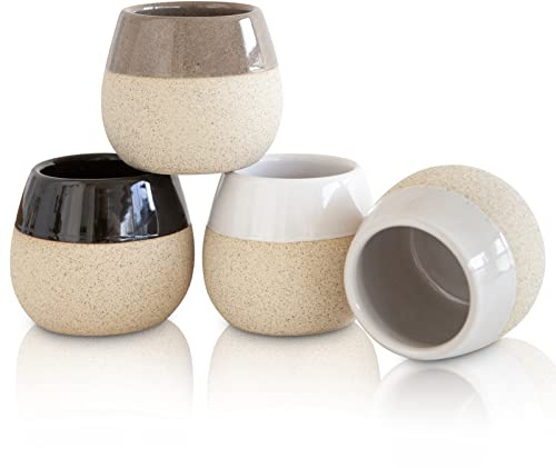 Ceramic Espresso Cups Set of 4, 4.5oz capacity - Small Modern Coffee Cups - Dishwasher Safe Cortado Macchiato Coffee Mugs for Nespresso Machine - Demitasse Cups - Espresso Accessories - Expresso Cup
