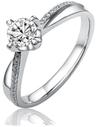 SILVEGO Verlobungsring Damen 925 Sterlingsilber rhodiniert mit Zirkonia, Solitärring mit seitlichen Zirkoniasteinen