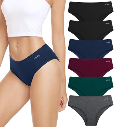 anqier Unterhosen Damen Baumwolle Slips Damen Atmungsaktiv 6er Pack | Basic Bequem Panties Hipster Frauen Unterwäsche Etikettfrei Schlüpfer