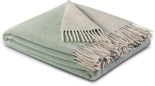 biederlack Plaid Schurwolle/Kaschmir Mint/Creme Größe 150x200 cm
