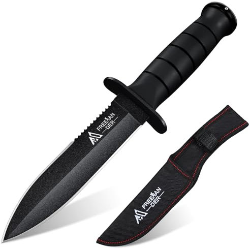 Freelander Outdoor Jagdmesser Feststehende, Survival Messer 5CR13 Stahl, Full Tang Outdoor Messer mit Nylon Scheide, Überlebensmesser für Camping, Wandern, Geschenke für Männer