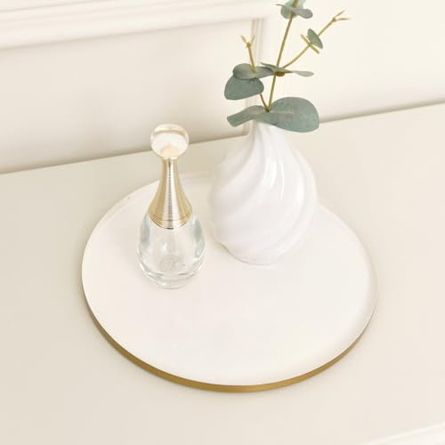 Melody Maison Round Metal Gold & Ivory Tray