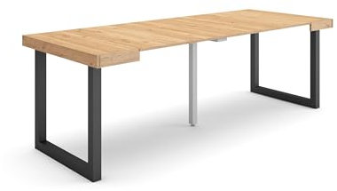 Skraut Home | Ausziehbarertisch | Multifunktionaler ausziehbarer | 220 | Für 10 Gäste | Massivholz Beine | Moderner Stil | Eiche