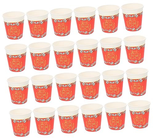 minkissy 100 Piezas Vaso de Papel Jinyu Liangyuan Tazas de Fiesta de Boda Vasos de Papel Decorativos Light atención Sanitaria Vaso de café Rojo Tazas de Espresso Copas de Papel Tazas únicas