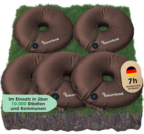 baumbad 5 Premium Bewässerungsringe 55 Liter, PVC UV Beständig, Baumring zur Bewässerung in Grün, mit Umweltfreundlicher Verpackung