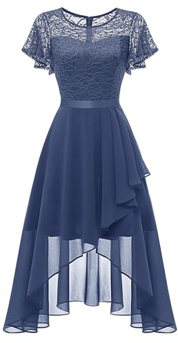 Wedtrend Abendkleid Damen Spitze Cocktailkleid Festliche Kleider Für Damen Brautjungfernkleider Kurz Hohe Taille Frühlingskleidung WT0303GrayishPurpleM