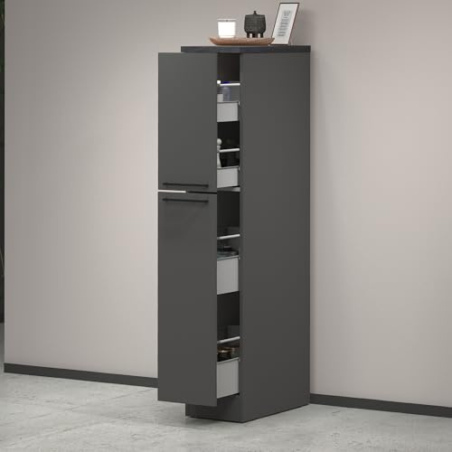 Dmora - Küchenschrank Quintino, Mehrzweckschrank, Küchenzeile Schrank, Multifunktionales Kühlregal, 100% Made in Italy, 30 x 60 x 165 cm, Anthrazit und Schiefer