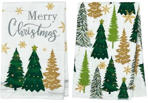 Geschirrtücher Weihnachten Küchentücher, Handtuch Geschirrtuch Weihnachts Deko, Mikrofasertücher für Küche Trockentuch, Winter Weihnachten Deko InnenTisch Deko 40x60cm (2, Weihnachtsbaum-2pc)