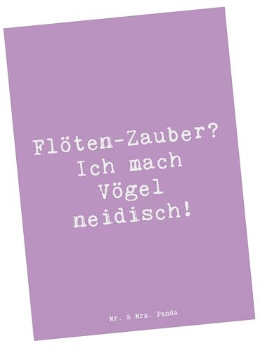 Mr. & Mrs. Panda Karte Spruch Flöte Zauber - Geschenk, Musik, Melodie, Karten, Musikinstrument, Geburtstagskarte, Geburtstagsgrüße, Neid, Postkarte, Instrument, Windinstrument, Lernen, postkarten
