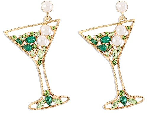 Martini Earrings Cute Margarita Dangle Earrings Trendy Fun Wine Glass Earrings Champagne Margarita Martini Party Decorations Tequila Earring Holiday Christmas Earring for Women, One Size, Metal, No