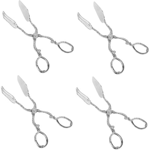 Cabilock 4pcs Serving Tongs Buffet Tong Kitchen for Cooking Bread Non-Slip Grip