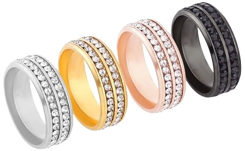 AHANDMAKER 4 st slipsring för män, 4 färger slipshållare kristall slips ring strass slipsnål tillbehör för bröllop smycken gåva, 20.3mm, titanstål