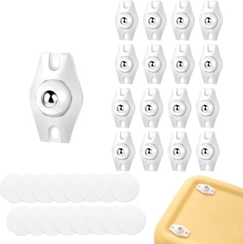 Möbelrollen Klein, 16 Stück Kugelrollen für Möbel, Mini Rollen für Küchengeräte, 360° Kugelrollen Selbstklebend für Küchenutensilien,Werkzeugkisten, DIY-Projekte und Kleingeräte(Weiß B)