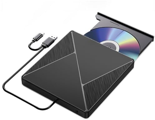 Vocdikficy Lecteur de DVD Externe USB 3.0 Graveur de CD-ROM Portable Double Interface Type-C USB CD DVD Graveur pour PC Portable