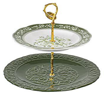 Cesto di frutta in ceramica dipinto a mano a doppio strato piatto in porcellana – Elegante piatto cinese da dessert per la casa soggiorno Arrivi Arrivi Frutta Ciotola e Piatto Set