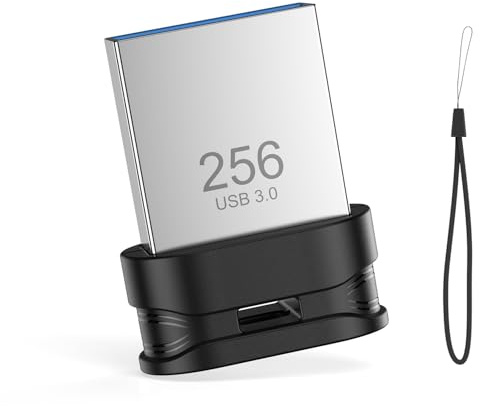 Memoria USB 3.0 de 256 GB, Mini Unidad de Pulgar Impermeable con Agujero para cordón, Plug and Play, Almacenamiento portátil USB para computadora, portátil, Smart TV, Color Negro