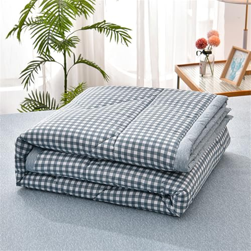 Odot Coverless Duvet 2.5 Tog for Single Double King Size, Summer Duvet No Cover Cosy and Lightweight Quilt Breathable Bedspreads Quilted Throw for Beds (Small check,180 * 200cm)