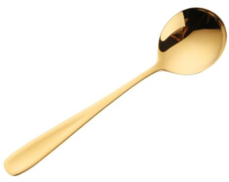 WMFASBAG da 6,9 pollici in acciaio inossidabile cucchiaio for cena in oro matto cucchiaio da tavolo rotondo con cucchiaio da dessert a placcatura in titanio dorato