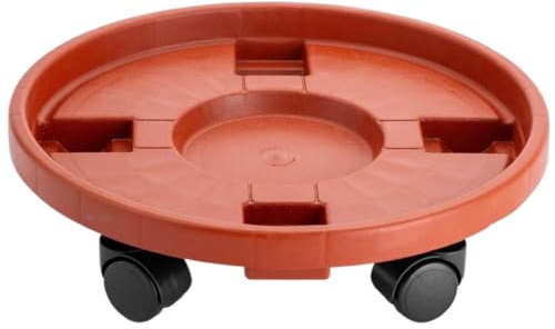 Carrito para plantas rodante con placa de flores gruesa, base universal para ruedas, soporte móvil de plástico para macetas para uso en interiores y exteriores (26 cm)