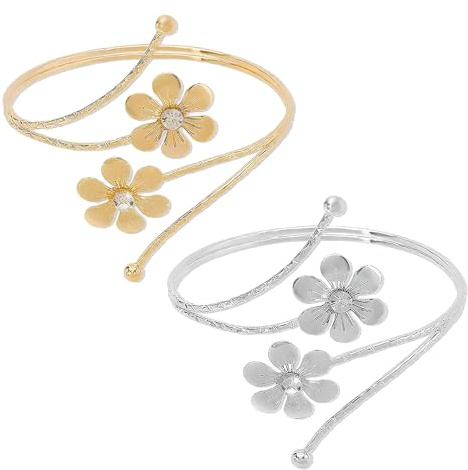Guyode Elegant Armreif Gold, Verstellbar Oberarmreif Goldener, Oberarm Armreif Silber, Vielseitig Schmuck Silbers, Stilvoll Goldener Achmuck für Partys Auftritte Fotos Tänze Den Alltag (Gold/Silber)