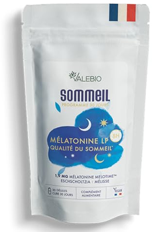 Mélatonine LP 1,9mg I Sommeil profond & qualitatif I 30 gélules I Valebio | Mélatonine libération prolongée 8h + mélisse + eschscholtzia, Favorise un sommeil réparateur, Vegan, Fabriqué en France