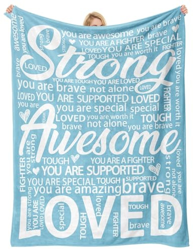 Hakumata Inspirational Gifts for Women, Get Well Blanket, Feel Better/Birthday/Cheer Up/Positive Gifts for Women,Men,Patients,Friends,Sister - Sky Blue Hug Blanket 60'' x 50''