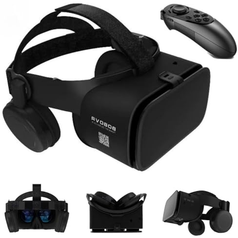 Auriculares de realidad virtual de realidad virtual, gafas de realidad virtual para iPhone 17, 16, 15, 14, 13, 12, 11 Pro para Samsung Galaxy S24, S23, S22, S21, S20, gafas VR con auriculares y