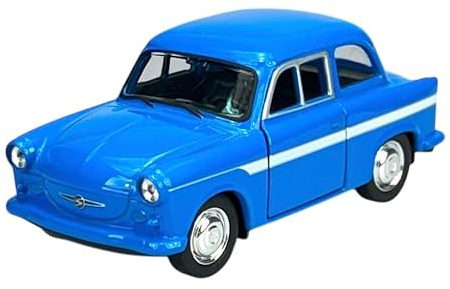 Generisch Modell Auto Kompatibel mit Trabant P50 / P60 Blau 1/34-1/39 Metal Modell Auto Die Cast Neu im Kasten