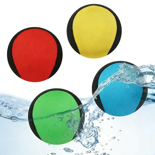 Chennyfun 4 Pcs Swimming Pool Toys, Water Bouncing Balls, Beach Pool Bouncying Ball, Water Skip Ball, Soft Quick-drying Water Jumping Balls with Net Storage Bag, Toys Games for Kids 5+ Birthday Gifts