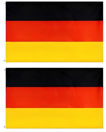 NOPVUFA Pack de 2 Banderas de Alemania 90 x 150 cm, Bandera Alemana Grande con 2 Ojales de Metal, Bandera de Alemania Resistente a la Intemperie para Exterior, Interior y Eventos Deportivos