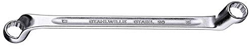 Stahlwille 41041213 Double Ended Ring Spanner (Wrench) with Offset Heads, Chrome Alloy Steel & Chrome Plated, Has Anti-Slip Drive Profile, For Work in Confined Spaces, Size 12 x 13 mm, L. 220 mm