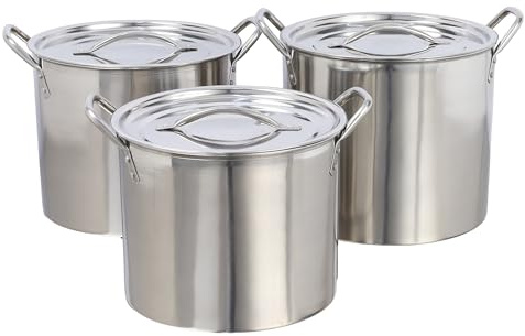 Buckingham Set of 3 Stock Pots with Stainless Steel Lids 20 cm, 23 cm and 26 cm