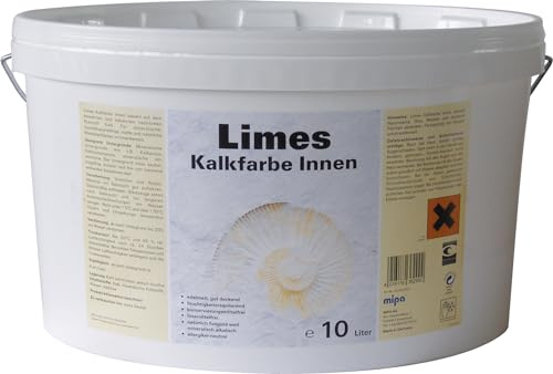 MIPA Limes Kalkfarbe Innen 10 Liter Natürliche Wandfarbe Mineralisch Weiß