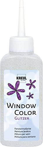 KREUL Fenster-Malfarbe Window Color 80ml in praktischer Soft-Linerflasche Glas Kinder Malen Fensterglas Glitzer-Silber