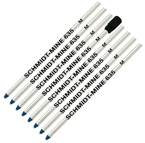 Schmidt 635M Ersatzmine für Kugelschreiber, kompatibel mit Lamy M21 und Cross 8518-4, Blau, 8 Stück