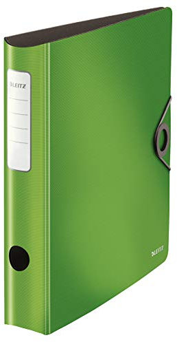 LEITZ Qualitäts-Ordner 180° Active Solid, A4, Schmal, Abgerundeter Rücken, 6,5 cm breit, Gummibandverschluss, Leichtes Polyfoam, Plastik-Ordner, Hellgrün, 10481050