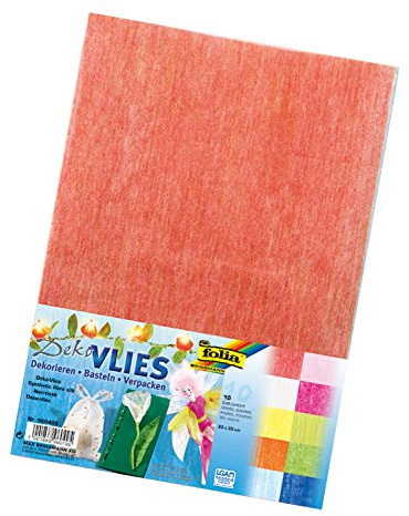 folia 960409 - Deko Vlies, ca. 23 x 33 cm, 10 Blatt sortiert in 10 verschiedenen Farben - ideal zum Dekorieren, Basteln und Verpacken