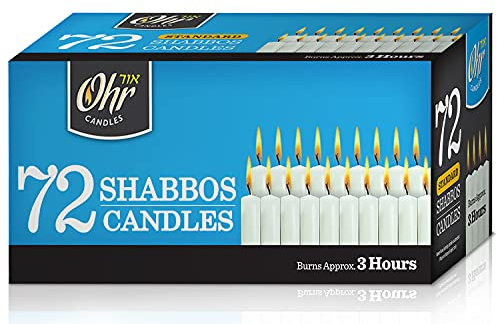 Ner Mitzvah Shabbat Candles - Traditional Shabbos Candles - 3 Hr. - 72 Ct.