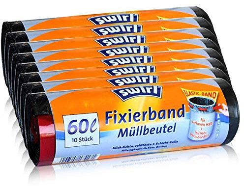 8x Swirl Fixierband Müllbeutel 60L (10 stk./Rolle)