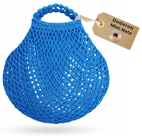ostprodukte-versand Mininetz Einkaufsbeutel blau – dehnbarer Netzbeutel | aus Ultra stabilem Dederon – Wiederverwendbar, platzsparend & langlebig – Klassischer Einkaufshelfer im Retro-Stil