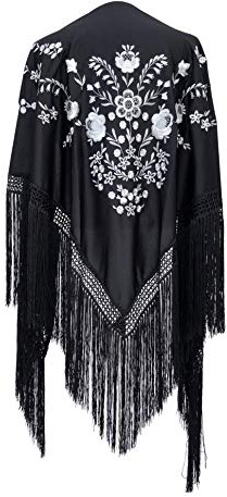 La Senorita Spanischer Manton Tuch Schal bestickt. Flamenco-Tücher für das Fair-, Sevillana- oder Flamenco-Kleid. Large [190 x 90 cm] Ideale Größe für alle Altersgruppen [Mädchen & Frauen]