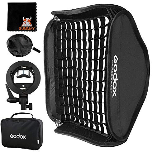 GODOX 60 x 60cm Pliable Grille Boîte à Lumière + S-Type Support Bowens Support pour Godox V850 V860c AD360 Canon 430EX/430EX II 580EX Nikon SB 800 (SFGV60x60 Softbox kit)