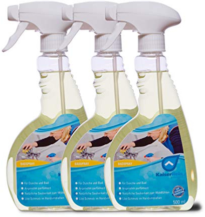 KaiserRein Bad-Reiniger Sanitärreiniger Spray Reiniger gegen Kalk 3 x 0,5L Kalkentferner für Bad und Küche